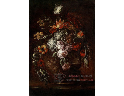 VZ164 Elisabetta Marchioni - Velká kytice květin v kulovité skleněné váze