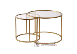 AURUM, konferenční stolek 60+42cm - sada 2ks, zlatá / čiré sklo