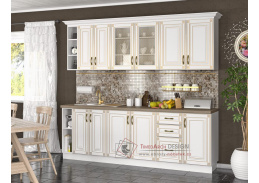 IMPERIA, kuchyně 240cm, bílá / bílá se zlatým dekorem
