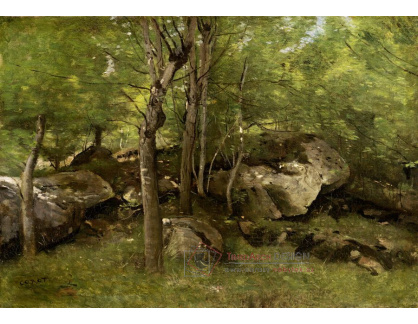 D-7349 Jean-Baptiste-Camille Corot - Skály v lese Fontainebleau