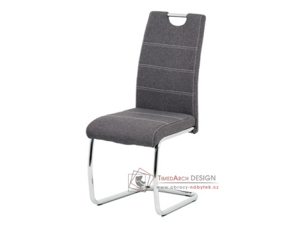 HC-482 GREY2, jídelní židle, chrom / látka šedá