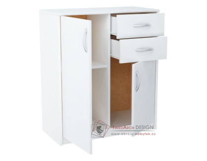 AGNES / HIT, komoda 2-dveřová se 2-mi zásuvkami, bílá