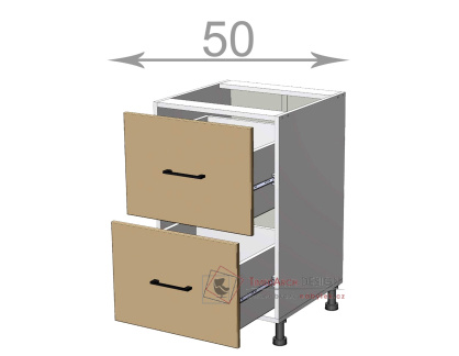 dolní skříňka se zásuvkami š.50, v.82, Modena LD11S5082, bílá/antracit