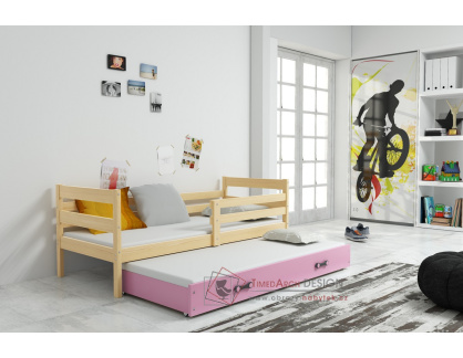 NORBERT II, postel s přistýlkou 90x200cm, borovice / růžová