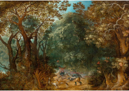 D-6577 Abraham Govaerts - Kančí lov v lesní krajině