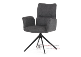 DCH-D1328 GREY2, jídelní otáčecí křeslo, černá / látka šedá