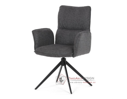 DCH-D1328 GREY2, jídelní otáčecí křeslo, černá / látka šedá