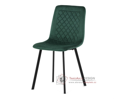 DCL-973 GRN4, jídelní židle, černá / látka zelený samet