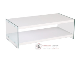 BIBIONE-771, konferenční stolek, bílý lak / sklo