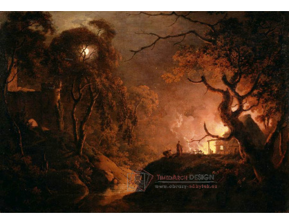 SO IX 455 Joseph Derby - Hořící dům v noci