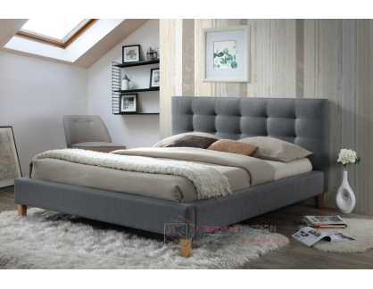 TEXAS, čalouněná postel 180x200cm, látka šedá