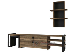 DELFIM, televizní stolek 2-dveřový s poličkou, černá / ořech