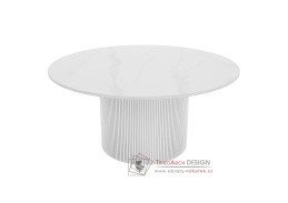 MAHIR 1, konferenční stolek pr. 80cm, bílá / bílý mramor