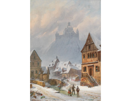 D-6800 Neznámý autor - Zimní vesnice s vysoko položeným hradem