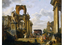 SO X-488 Giovanni Paolo Panini - Architektonické capriccio na Forum Romanum s filozofy a vojáky