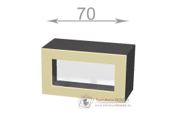 horní výklopná vitrína š.70, v.36, Premiere W7036G, bílá/černý lesk
