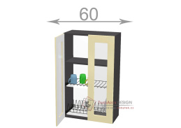 horní vysoká vitrína s odkapávačem š.60, v.92, Horizon WD6092G, grafit/šedý jíl