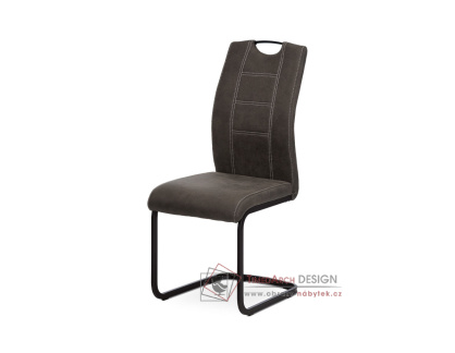 DCL-413 GREY3, jídelní židle, černý lak / látka šedá