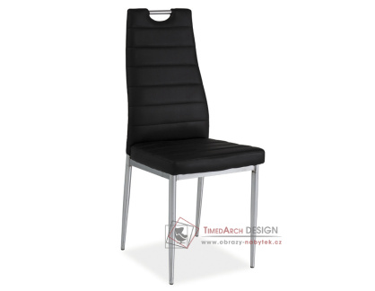 H-260, jídelní čalouněná židle, chrom / ekokůže černá