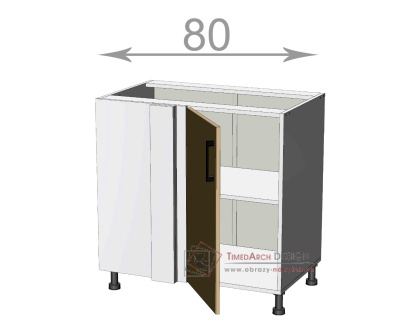 dolní rohová skříňka š.80, v.82, Kaiser BC80822, bílá/krémová lesk