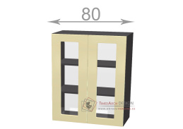 horní vysoká vitrína š.80, v.92, Modena W8092G, bílá/artwood