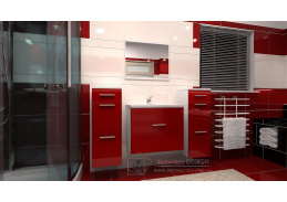 LORA C, koupelnová sestava nábytku, bílá / červený lesk