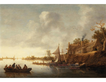 A-2273 Jan van Goyen - Říční krajina s přívozem a rybáři v jejich člunech