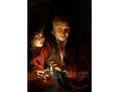 A-2945 Peter Paul Rubens - Stará žena a chlapec se svíčkami