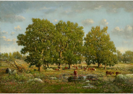 A-7695 Théodore Rousseau - Krajina s krávami a duby