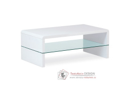 AHG-402 WT, konferenční stolek 110x60cm, bílý lesk / čiré sklo