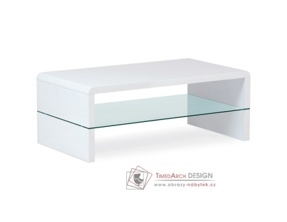 AHG-402 WT, konferenční stolek 110x60cm, bílý lesk / čiré sklo