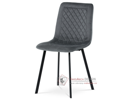 DCL-973 GREY4, jídelní židle, černá / látka šedý samet