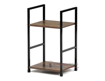 GD-212 OLW, regál 2-policový, černý lak / staré dřevo