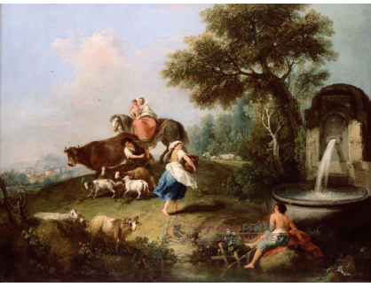 SO XII-365 Francesco Zuccarelli - Krajina se zvířaty u fontány