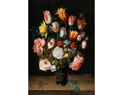 KO II-19 Jacob van Huldonck - Zátiší s tulipány, růžemi, zvonky, narcisy a pivoňkami