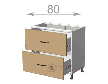 dolní skříňka se zásuvkami š.80, v.82, Modena LD11S8082, bílá/artwood