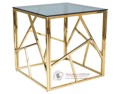 ESCADA B, konferenční stolek, zlatá / kouřové sklo