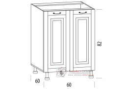 CHARLOTTA, dolní skříňka 2-dveřová 60H, výběr provedení