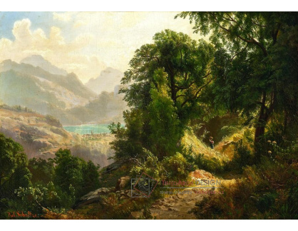 A-8452 Robert Schultze - Lesní krajina s výhledem na jezero