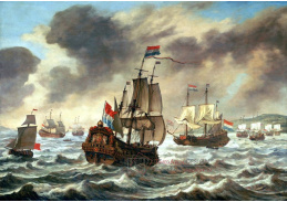 VL63 Reinier Nooms - Před bitvou u Downs, 21. října 1639, vlajková loď Amelia