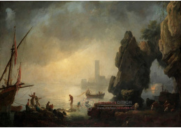 DDSO-2130 Claude Joseph Vernet - Přístavní scéna s jeskyněmi a rybáři