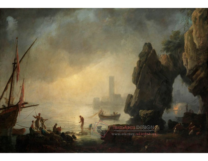 DDSO-2130 Claude Joseph Vernet - Přístavní scéna s jeskyněmi a rybáři