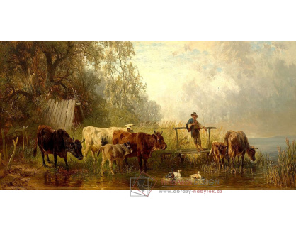 DDSO-2447 Friedrich Voltz - Pastýř s krávami a kachny na vodě