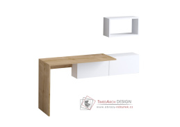 TIFF, závěsný pracovní stůl se skříňkou, dub / bílá