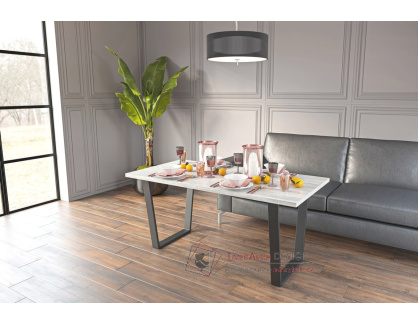 LOUISIANA, jídelní stůl 160x80cm, černá / šedá indastrial