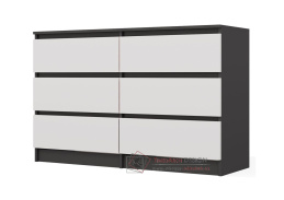 MALVÍNA M6, komoda se 6-ti zásuvkami 120-30cm, antracit / bílá
