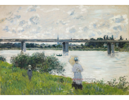 A-335 Claude Monet - Promenáda se železničním mostem v Argenteuil