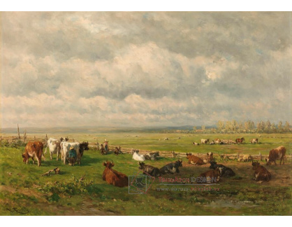 A-5566 Willem Roelofs - Luční krajina s dobytkem