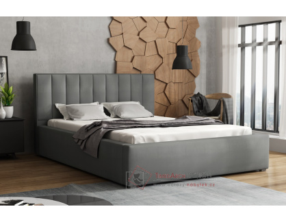 LUCINI, čalouněná postel 180x200cm, látka šedá