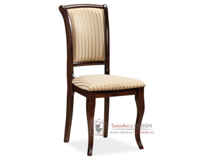 MN-SC, jídelní čalouněná židle, ořech / látka béžová vzor